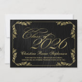 2025 Elegant zwart/goud klassevol formeel Afstuder Kaart (Voorkant)