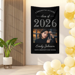 2025 Elegant Zwart Grijs Custom Afstuderen Banner