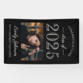 2025 Elegant Zwart Grijs Custom Afstuderen Banner (Horizontaal)