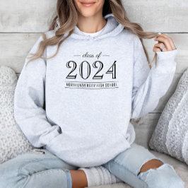 2025 Elegant Zwart-wit Custom Afstuderen Hoodie
