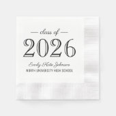 2025 Elegant Zwart-wit Custom Afstuderen Servet (Voorkant)
