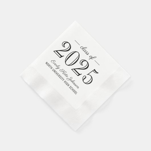 2025 Elegant Zwart-wit Custom Afstuderen Servet (Hoek)