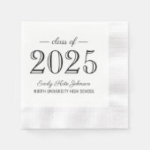 2025 Elegant Zwart-wit Custom Afstuderen Servet (Voorkant)