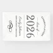 2025 Elegant Zwart-wit Custom Afstuderen Spandoek (Horizontaal)