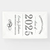 2025 Elegant Zwart-wit Custom Afstuderen Spandoek (Horizontaal)
