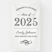 2025 Elegant Zwart-wit Custom Afstuderen Spandoek (Verticaal)