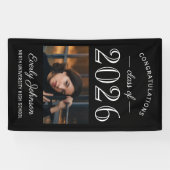 2025 Elegant Zwart Wit Custom Photo Afstuderen Spandoek (Horizontaal)