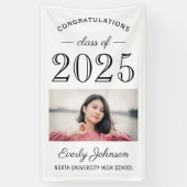 2025 Elegant Zwart Wit Custom Photo Afstuderen Spandoek (Verticaal)
