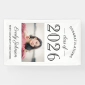 2025 Elegant Zwart Wit Custom Photo Afstuderen Spandoek (Horizontaal)