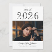 2025 Elegant Zwart Wit Foto Afstudeerfeest Kaart (Voorkant)