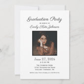2025 Elegant Zwart Wit Foto Afstudeerfeest Kaart (Achterkant)