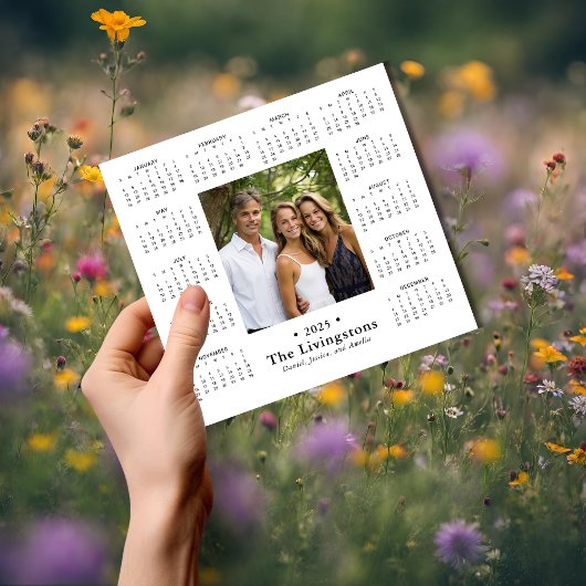 2025 Elegante Familie Foto Kalender Magneet/Wit