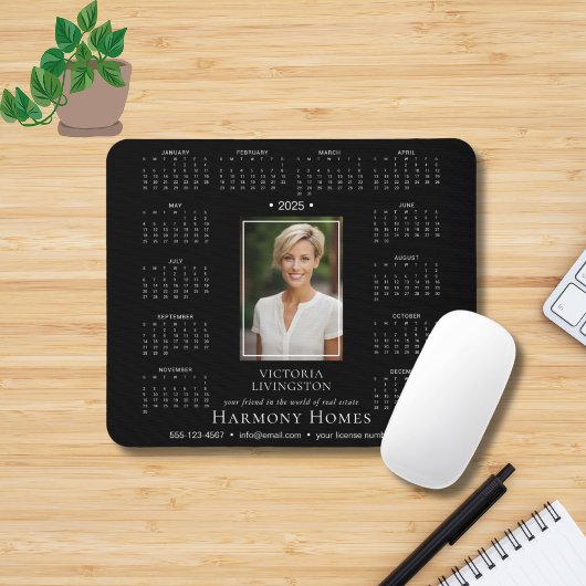 2025 Elegante Foto Bedrijfskalender Muismat BLK