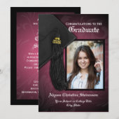 2025 Elegante Roze Tassel Charm Foto Afstuderen Kaart (Voorkant / Achterkant)