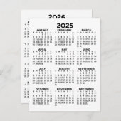 2025 en 2026 Jaar Uitzicht Kalender - Basic Minima Briefkaart (Voorkant / Achterkant)