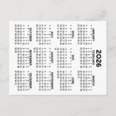 2025 en 2026 Jaar Uitzicht Kalender - Basic Minima Briefkaart (Achterkant)