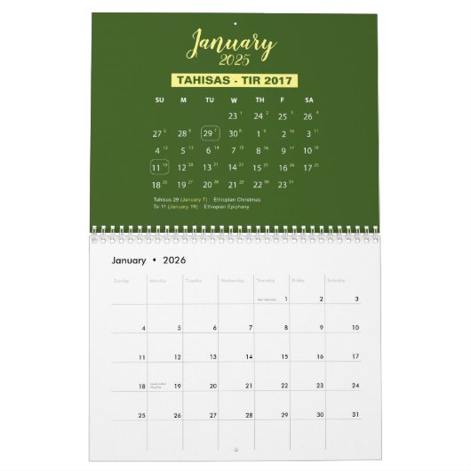 2025 Ethiopische en Gregoriaanse kalender Kies Lan (Jan 2026)