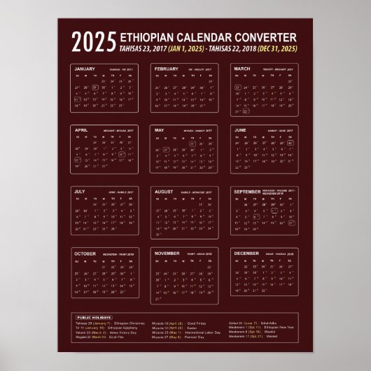 2025 Ethiopische Kalender Converter Poster (Voorkant)