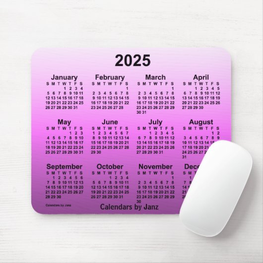 2025 Faded Hot Pink-agenda van Janz Muismat (Met muis)