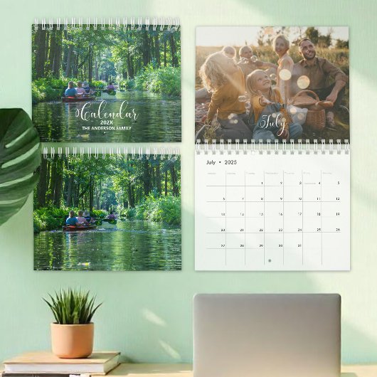 2025 Familie Aangepaste Foto Chic Kalligrafie Kale Kalender
