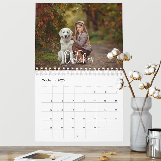 2025 Familie Aangepaste Foto Chic Kalligrafie Kale Kalender