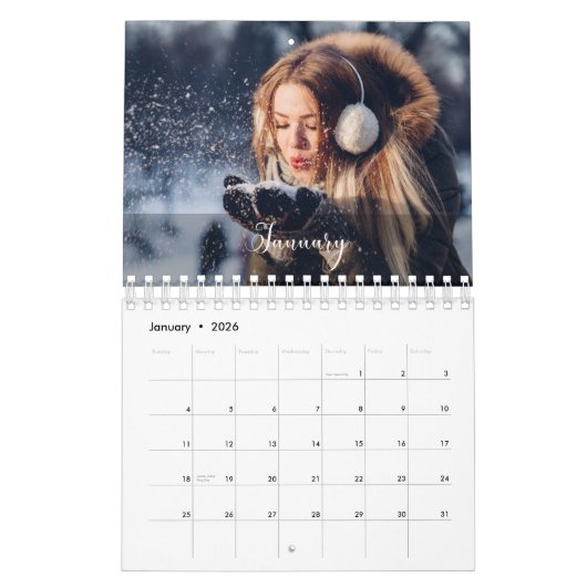 2025 Familie Aangepaste Foto Chic Kalligrafie Kale Kalender (Jan 2026)