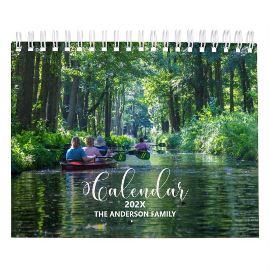 2025 Familie Aangepaste Foto Chic Kalligrafie Kale Kalender (Hoes)