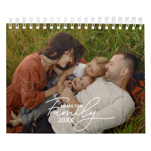 2025 Familie Aangepaste Foto Chic Script Kalender (Hoes)