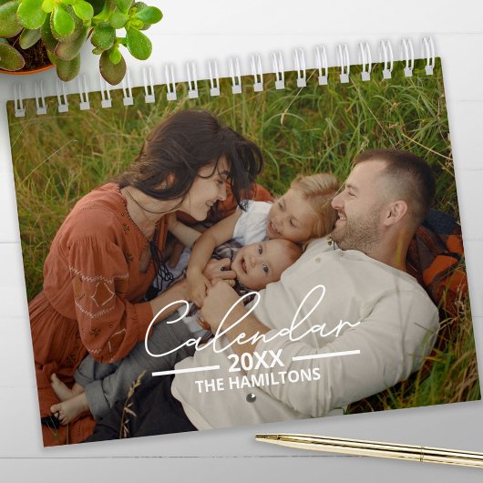 2025 Familie Aangepaste Foto Chic Script Kalender
