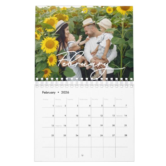 2025 Familie Aangepaste Foto Chic Script Kalender (Feb 2026)
