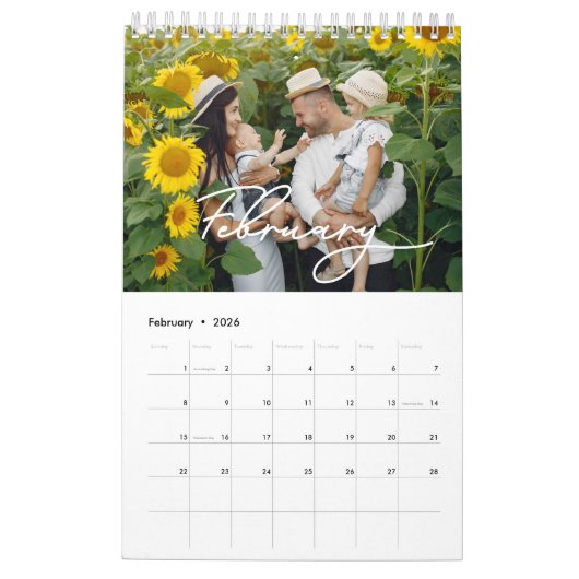2025 Familie Aangepaste Foto Chic Script Kalender (Feb 2026)