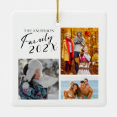 2025 Familie Aangepaste Fotocollage Keramisch Ornament (Achterkant)