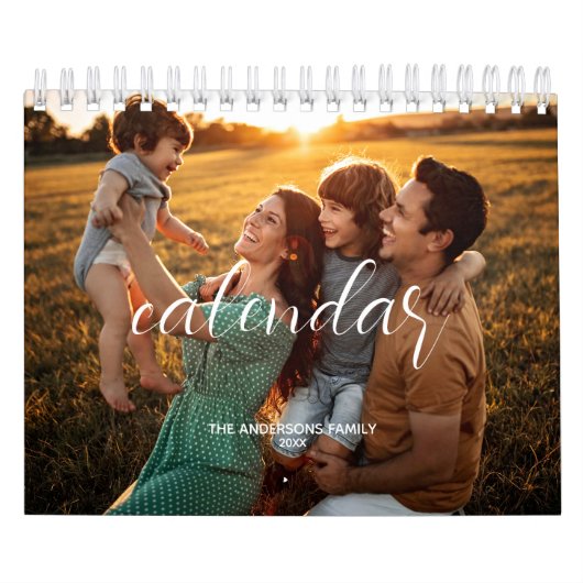 2025 Family Custom Photo Chic Script Kalender (Hoes)