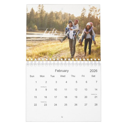 2025 Family Custom Photo Chic Script Kalender (Feb 2026)