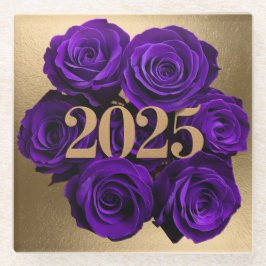 2025 Faux Gold Folie Violet Rozen Onderzetter Glazen Onderzetter
