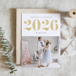 2025 Faux Gold Glitter Modern Gelukkig Nieuwjaar Feestdagen Kaart