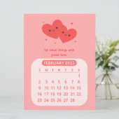 2025 Februari Maandelijkse Motivatie Hartkalender Kaart (Staand voorkant)