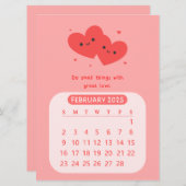 2025 Februari Maandelijkse Motivatie Hartkalender Kaart (Voorkant / Achterkant)