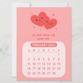 2025 Februari Maandelijkse Motiverende Hart Kalend Kaart