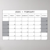 2025 februari planner kalender grote notities ruim poster (Voorkant)
