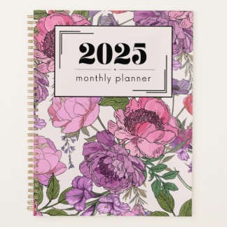 2025 Floral Line Art Monthly Planner