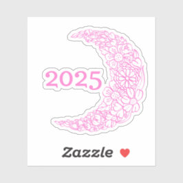 2025 Floral Moon Vinyl Sticker - Perfect voor Lapt