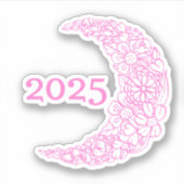 2025 Floral Moon Vinyl Sticker - Perfect voor Lapt (Voorkant)