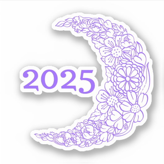 2025 Floral Moon Vinyl Sticker - Perfect voor Lapt (Voorkant)