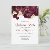 2025 Foto Bourgondië Bloemen Afstudeerfeest Kaart (Staand voorkant)