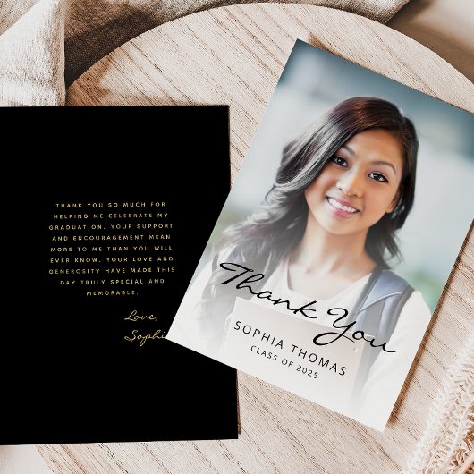 2025 Foto Classic Modern Zwart Goud Bedankkaart
