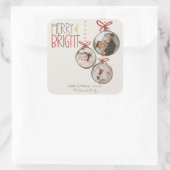 2025 Foto Familie Kerst Kaart Vierkante Sticker (Tas)