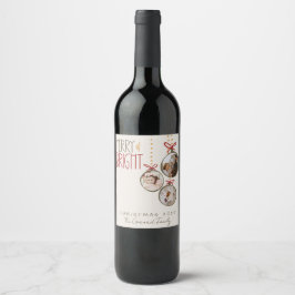 2025 Foto Familie Kerstfeest Bedankt Wijn Etiket