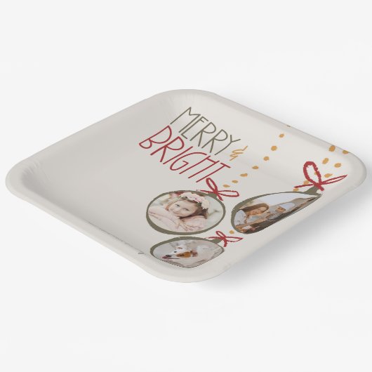 2025 Foto Familie Kerstmis Kaart Xmas Party Papieren Bordje (Gebogen)