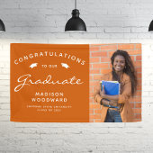 2025 Foto gebrand Sinaasappel Wit Script Afstudere Spandoek